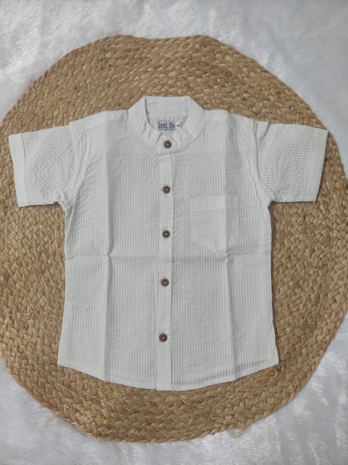 Classic White Textured Boys Shirt